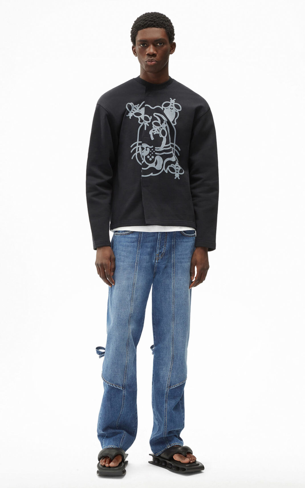 Sweat Zippé Kenzo Homme Bee a Tiger Noir KQWHZ-0534